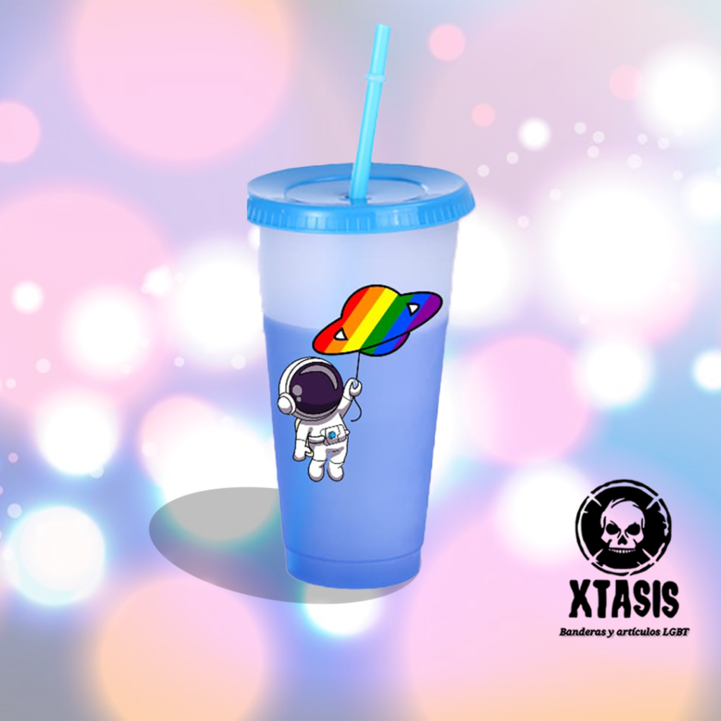 Vaso Mágico Arcoiris con Popote | Vaso Termocrómico Pride