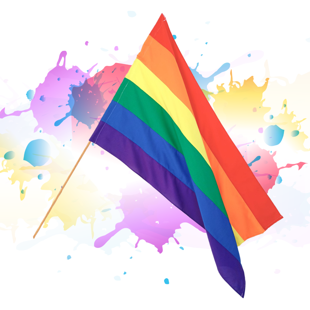 BANDERA LGBT
La bandera arcoíris es un símbolo de diversidad y orgullo LGBT, compuesta por franjas de colores brillantes que representan la comunidad gay y sus valores de inclusión.